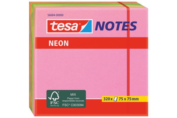 TESA Neon Notes 75x75mm 566840000 4 Farben ass. 4x80 Blatt