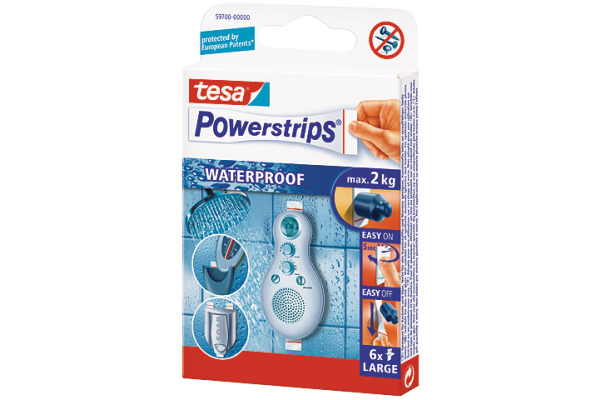 TESA Powerstrips Waterproof 597000000 weiss, Large, 6...