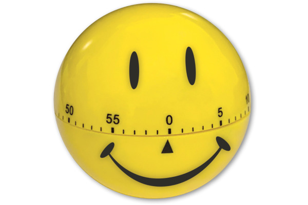 TIME TEX Zeitdauer-Uhr 61905 lachendes Gesicht 7cm ø, gelb