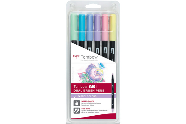 TOMBOW ABT Dual Brush Pen ABT-6P-2 6er Set Pastellfarben