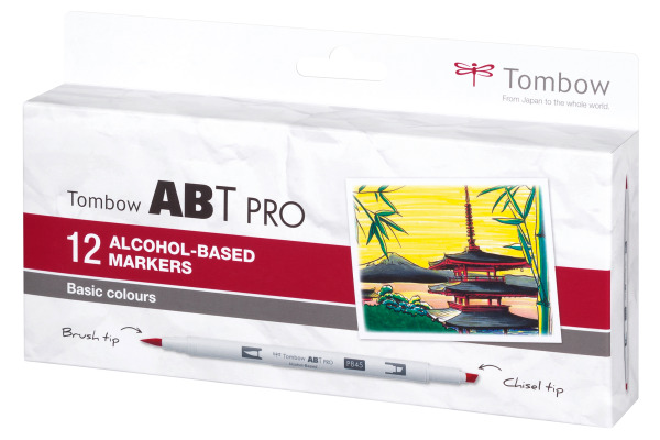 TOMBOW Dual Brush Pen ABT PRO ABTP-12P1 Basic Colours 12 Stück