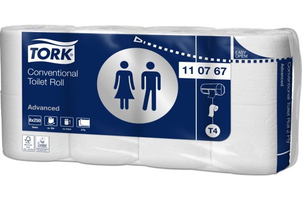 TORK Toilettenpapier Advanced T4 110767 250 Blatt, 2-lagig 8 Stück