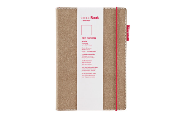 TRANSOTYP senseBook RED RUBBER A5 75020502 kariert, M, 135 Seiten beige