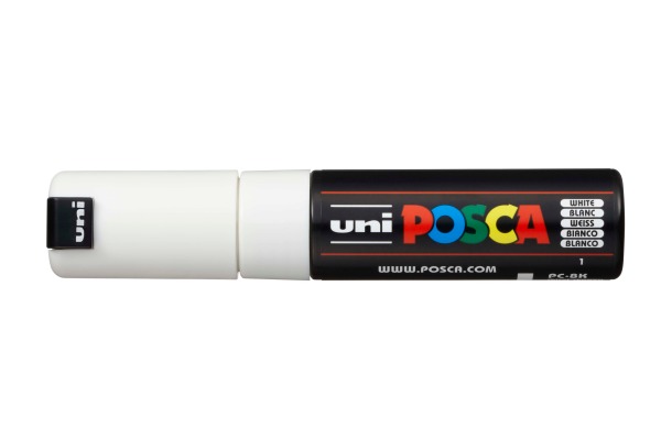 UNI-BALL Posca Marker 8mm PC-8K weiss, Keilspitze