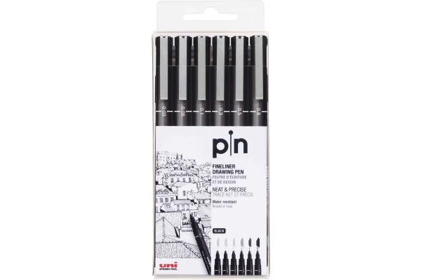 UNI-BALL Fineliner Pin PIN-200/S schwarz 6 Stück