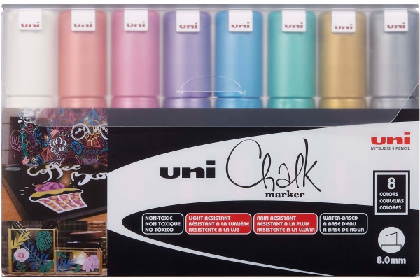 UNI-BALL Chalk Marker 8mm PWE-8K 8C 8 Stück ass.