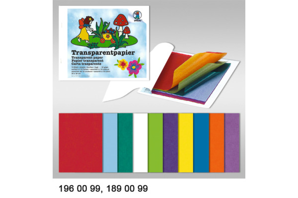URSUS Transparentpapier 14×24cm 1960099 42g, 10 Farben ass.