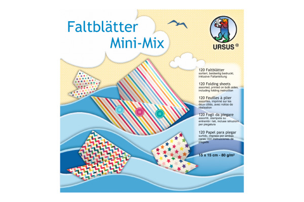 URSUS Faltblätter Origami 15×15cm 3005599F Mini Mix ass. 120 Blatt