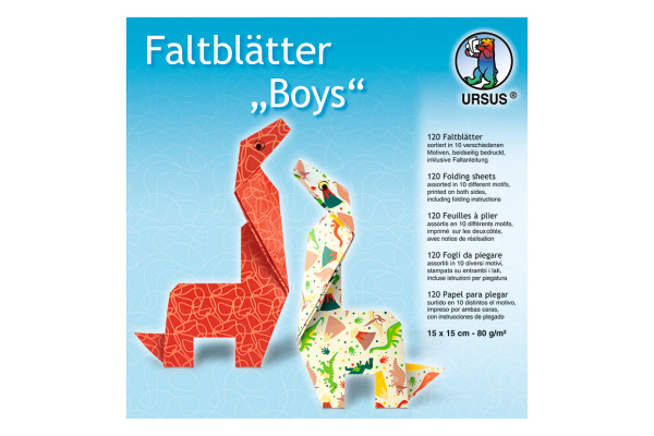 URSUS Faltblätter Origami 15×15cm 38025599F Designs Boys ass. 120 Blatt