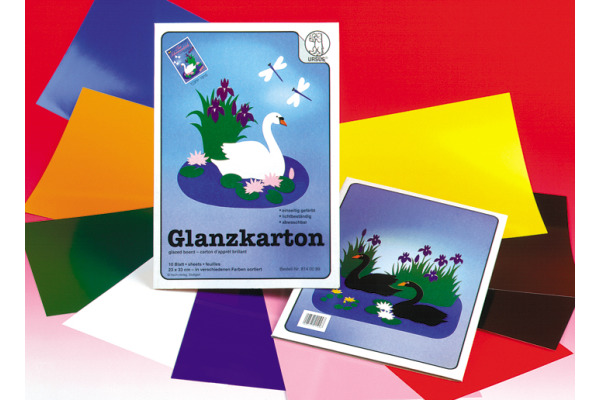 URSUS Glanzkarton 23x33cm 8140099 250g, farbig ass. 10 Blatt