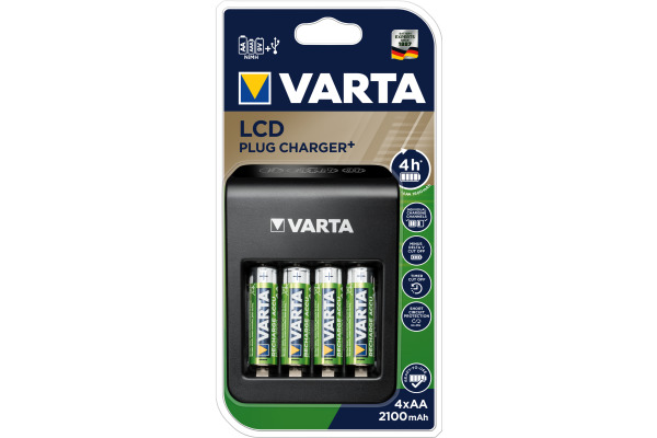 VARTA LCD Plug Charger 56706 576871014 avec 4x AA, 2100mAh