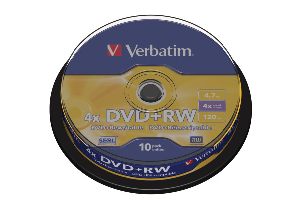 VERBATIM DVD+RW Spindle 4.7GB 43488 4x 10 Pcs