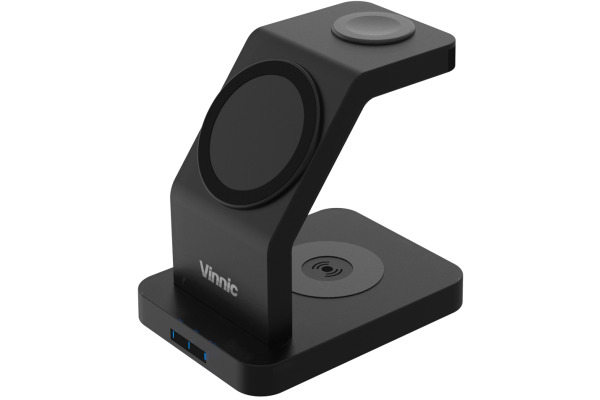 VINNIC 3-Iin-1 Wireless Charger Bl. VPPD-31WS iPhone,AirPods&Apple Watch