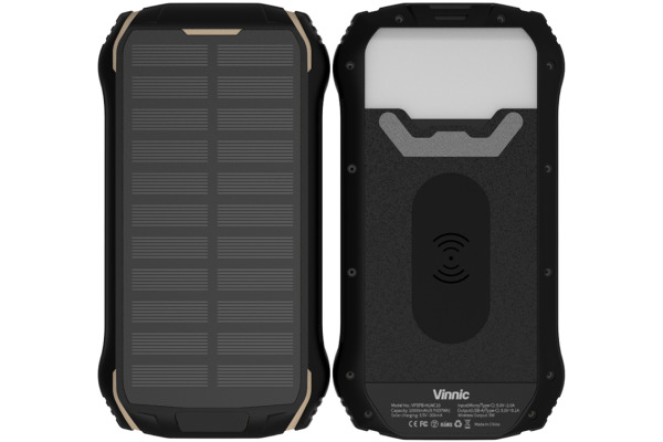 VINNIC Solar Powerbank 10´000 mAh VPSPBHLWC w/LED Panel,Wireless Charg.