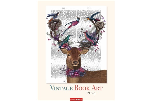 WEINGARTE Kalender Vintage Book Art 2024 3312245 DE 34x44cm