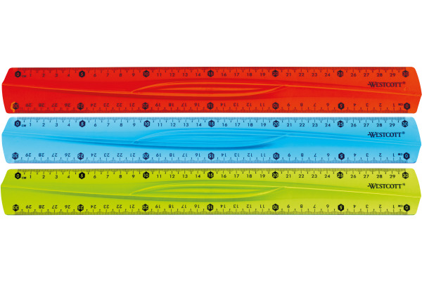 WESTCOTT Lineal, flexibel E-1022200 30cm blau/rot/grün