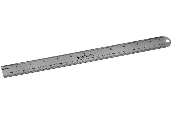 WESTCOTT Aluminium Lineal 30cm E-1417600 cm/inch Scala