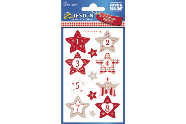 Z-DESIGN Sticker Weihnachten 52890Z Sterne 1-24 3 Stück