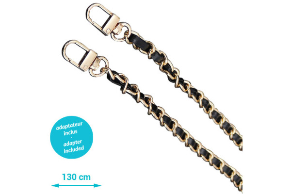 ZANAÉ Phone Necklace Leather 18310 Gold & Chain black / gold