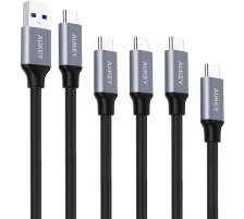 AUKEY ImpulseCable USB-A-to-C bl. CBCMD2 5Pack 1x2M,3x1M,1x0.3M alu