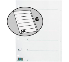 BIELLA Register Karton weiss A4 46540601U 6-teilig, blanko