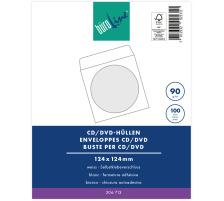 BÜROLINE CD/DVD-Hüllen 124x124mm 107955 weiss, 90g 100 Stück