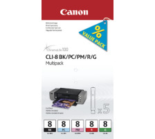 CANON Multipack Tinte BK/PC/PM/R/G CLI-8MUL PIXMA iP 5200 5 Stück