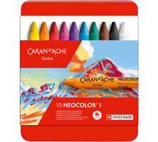 CARAN D´A Wachsmalkreide Neocolor 1 7000.310 10 Farben Metallbox