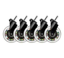 DELTACO RGB Casters,Wheels,5-pack GAM-141 for Gaming Chairs