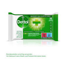 DETTOL 2in1 Desinfektionstücher 3025686 Antibakteriell 15 Stück