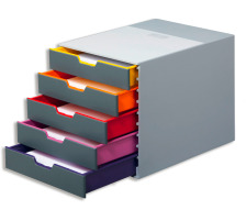 DURABLE Schubladenbox Varicolor 5 -C4 7605/27 farbige Griffe, 5 Schubladen