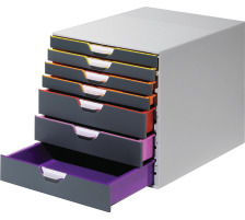 DURABLE Schubladenbox Varicolor 7 -C4 7607/27 farbige Griffe, 7 Schubladen