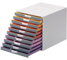 DURABLE Schubladenbox Varicolor 10 -C4 7610/27 farbige Griffe, 10 Schubladen