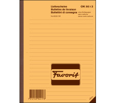 FAVORIT Lieferscheine D/F/I A5 8233OK rot/gelb/weiss 50x3 Blatt