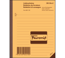FAVORIT Lieferscheine D/F/I A6 8281OK rot/weiss 50x2 Blatt