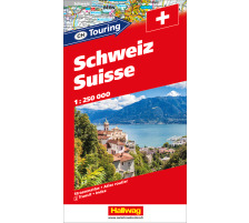 HALLWAG Strassenatlas 13x24cm 382830048 CH-Touring Schweiz 1:250´000