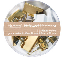 HERLITZ Vielzweckklammern weiss/gold 50021840 Pure Glam 3 Grössen, 3x4 Stück