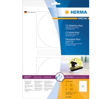 HERMA CD Etiketten weiss, Ø 116mm 8624 20 Stk. / 10 Blatt