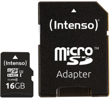INTENSO Micro SDHC Card PRO 16GB 3433470 with adapter, UHS-I