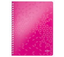 LEITZ Spiralbuch WOW PP A4 46380023 kariert, pink 80 Blatt