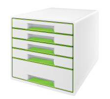 LEITZ Schubladenbox WOW Cube A4 52142054 weiss/grün, 5 Schubladen