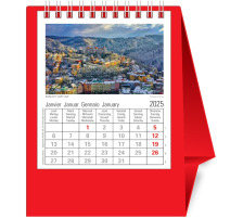 NOVOS Tischkalender Europa 2025 500015 1M/1S rot ML 11.5x14cm