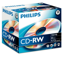 PHILIPS CD-RW Jewel 80 Min./700MB 4651 10 Pcs