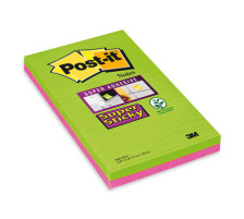 POST-IT Block Super Sticky 203x127mm 5845-SSUC grün/pink,4x45 Blatt,liniert