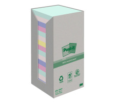 POST-IT Haftnotizen Recycling 76x76mm 654-1RPT 5-farbig, 16x100 Blatt