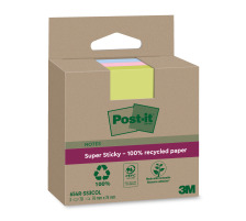 POST-IT SuperSticky Notes 76x76mm 654 RSS3 Recycling,assort. 3x70 Blatt