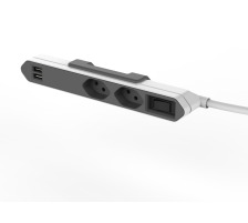 POWERC Socket-rail grey/white 66.9122 2xT.13 2xUSB 5V 2.1A