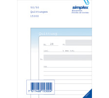 SIMPLEX Quittungen D A6 15300D blau/weiss 50x2 Blatt