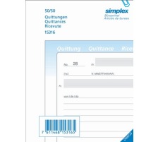 SIMPLEX Quittungen D/F/I A6 15316 Durchschreibepapier 50x2 Blatt