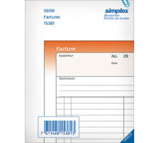 SIMPLEX Rechnungen F A5 15401F orange/weiss 50x3 Blatt